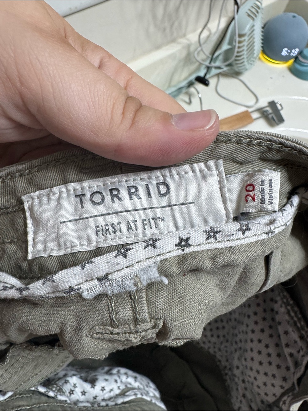 torrid Olive Green Utility Shorts with Star Trim - Picture 2 of 2